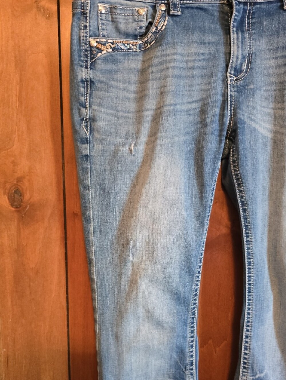 Grace In LA, Women's Light Blue Straight-Leg Jeans - Picture 3 of 13